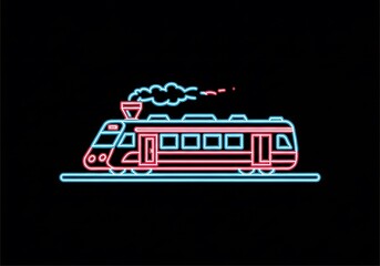 Neon train on a black background art