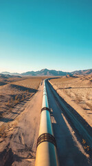 Desert Pipeline Aerial View in Remote Arid Landscape  