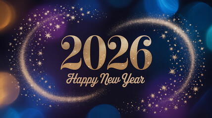 Happy New Year 2026 Celebration,Colorful 2026 new year celebration,New Year sign with golden ribbon,2026 happy new year text design,celebrating the upcoming years,flyer for new year celebration,Ai