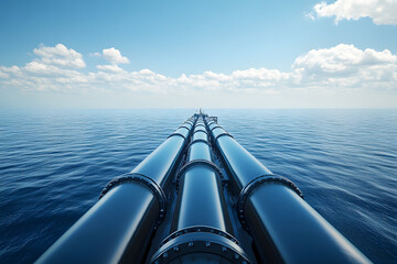 Offshore Oil Platform with Pipelines Stretching into Horizon  