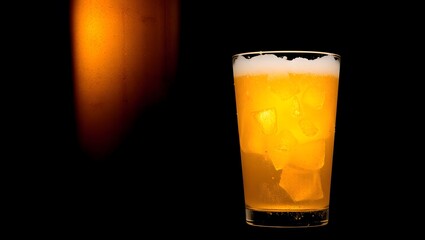 Cold beer, lager, and fresh orange juice drinks, isolated beverage objects