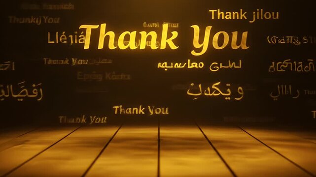 Thank You In Many Languages Golden Abstract Background Video Loop