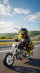 Bee on a Motorcycle - A Humorous Ride on the Open Road.