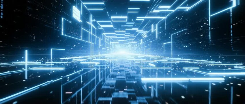 Abstract blue background with binary code pattern for digital technology and internet concept design illustration