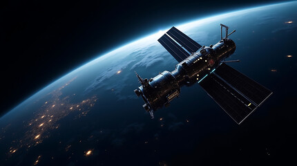 spaceship and planet