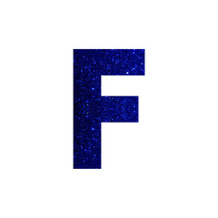 Fototapeta premium Blue Glitter Uppercase Letter F