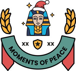 A man with a hat on his head and a banner that says Moments of Peace