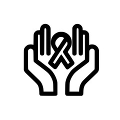 Obraz premium Black ribbon emblem above open hands representing tribute mourning and peaceful reflection