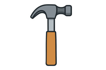 Claw hammer tool icon with thick outline and simple colors