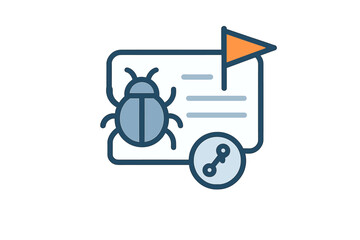 Software bug report and resolution concept icon