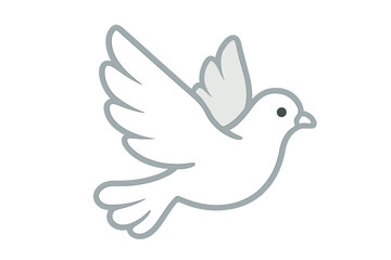 Simple white dove in flight with subtle gray outline