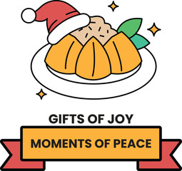 A plate of food with a santa hat on it