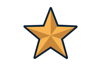 Obraz premium Golden five pointed star icon with dark outline