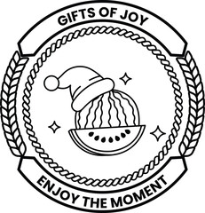 A black and white image of a watermelon with a hat on it