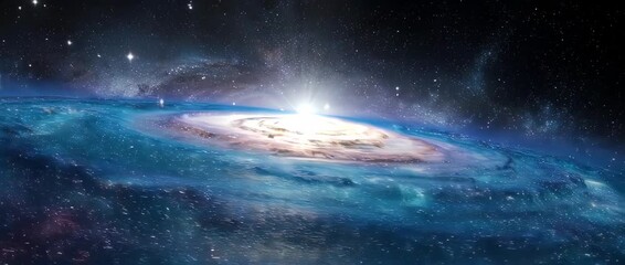 A majestic animation of a book in space unleashing a galaxy. Represents the infinite universe of stories, boundless imagination, and cosmic knowledge.