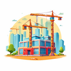 Fototapeta premium Construction site in an urban setting with cranes