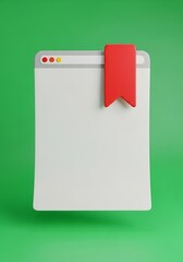 Minimalist Webpage with Bookmark on Green Background - A Clean Design.