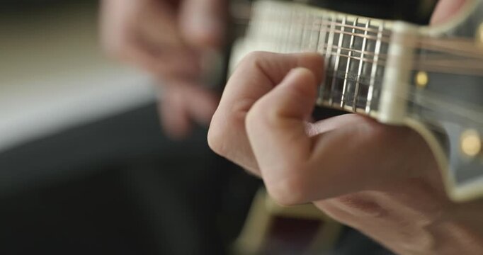 Male Musician Plays Mandolin. Caucasian Man Enjoys Playing Music 4K 10-bit