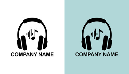 Dual-colored logo featuring headphones and sound waves, representing music and audio services © Art