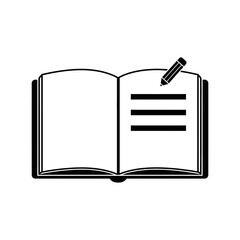 Open book with a pencil on the page, showcasing notes and ideas for creative writing projects