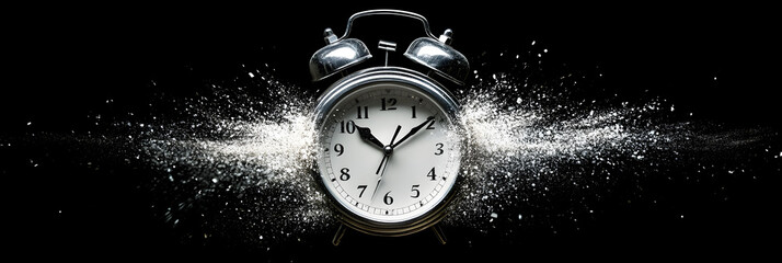 Exploding Alarm Clock Symbolizing Deadline Pressure
