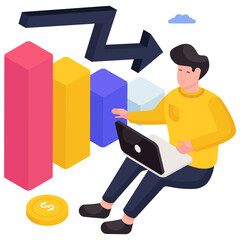 Modern design illustration of recession chart