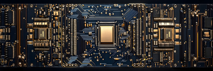 Advanced quantum computer circuits reveal subtle embedded security protocols wide banner - black background