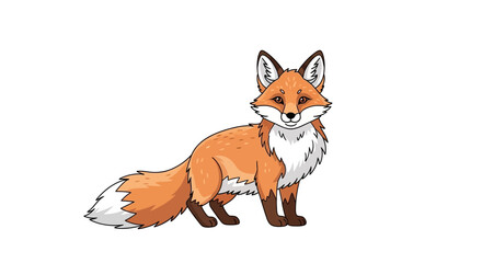 Fototapeta premium Adorable cartoon fox with fluffy tail makes a charming addition to children's books and storybook illustrations with its delightful expression