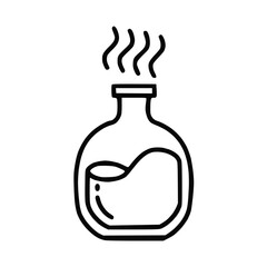 Handmade Chemistry Flask Icon – Laboratory Equipment Line Art Vector Illustration