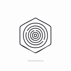 Abstract hexagon target icon with concentric circles on isolated white