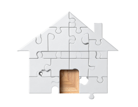 Innovative Puzzle Piece Home 3D Render – Transparent PNG