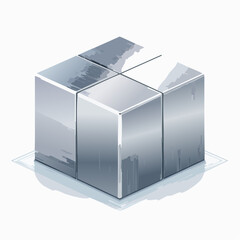 Abstract metallic cube composition isolated on white background