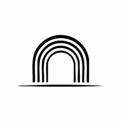 Abstract rainbow arch design black and white minimalist style vector illustration