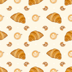 Croissant & Coffee Seamless Pattern
