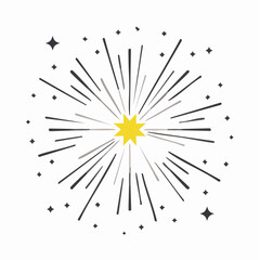 Abstract starburst design with radial lines and geometric shapes