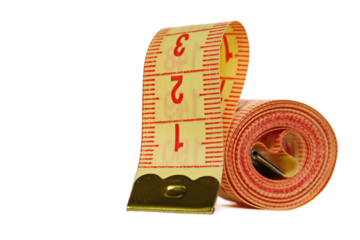 Metric measuring tape roll isolated on white background