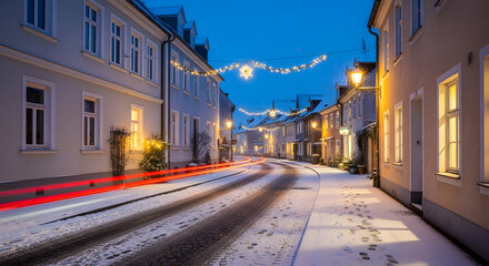 street in the old town, christmas theme