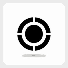 Abstract circular target icon with shadow on a white background