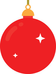Single red bauble with small star pattern glossy holiday ornament