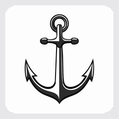Black and white anchor illustration on a square with copy space