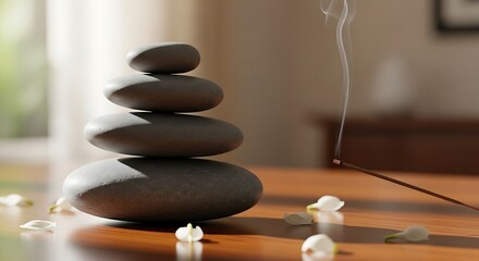 Zen Stones and Incense - A Moment of Tranquility.