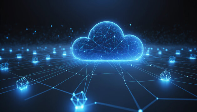 Concept de cloud bleu et réseau de stockage de données  informations avec connexions numériques. Internet.