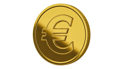 Obraz premium Golden Euro Coin Isolated on White Background, 3D Rendering of Currency Symbol, Financial Concept Illustration 