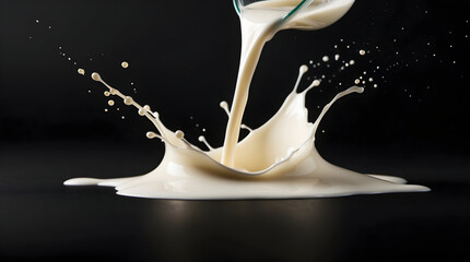 Milk Splashing into a Dark Surface