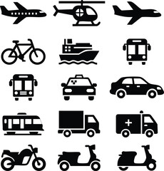 Transportation and Vehicle Icons Collection vector