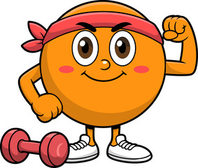 Funny cartoon character lifting weights and flexing muscles, a playful fitness concept with a cute sporty mascot perfect for health and wellness campaigns