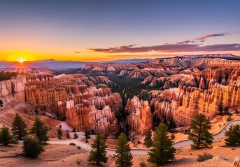 Bryce Canyons Majestic Hoodoos at Sunrise - A Natural Wonder.