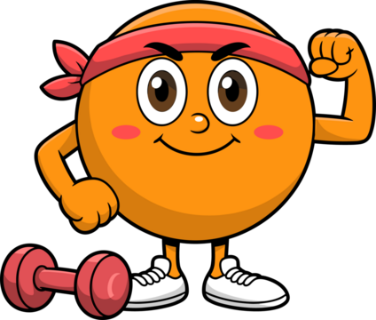 Funny cartoon character lifting weights and flexing muscles, a playful fitness concept with a cute sporty mascot perfect for health and wellness campaigns - Powered by Adobe