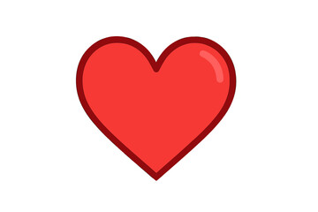 Simple red heart shape with dark outline and highlight