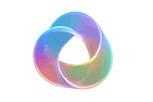 Abstract iridescent Mobius strip shape with smooth gradient colors